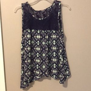 Blue lace tank top